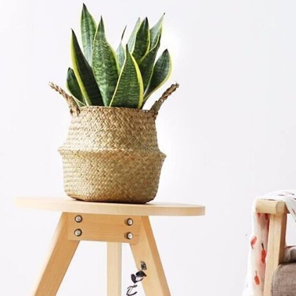 🍉2/40🍉 New BOHO Small Woven Seagrass Basket Handmade Natural Wicker Basket - Picture 1 of 16